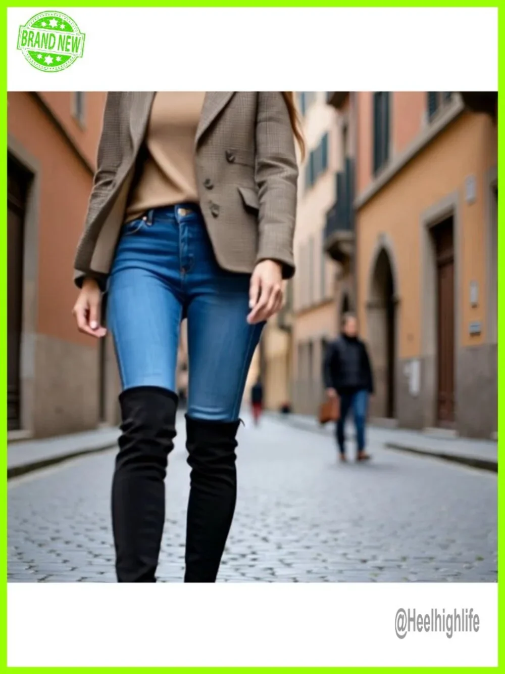Over the Knee Boots Thigh High Suede Block Heel Winter OTK Pointed Toe Chunky